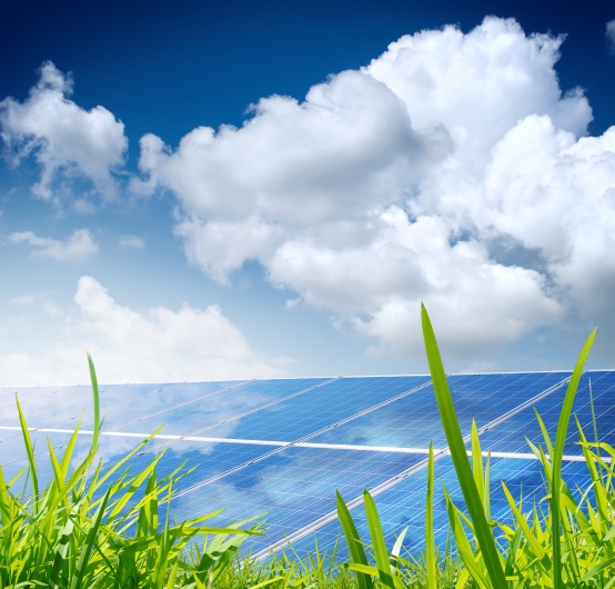 solar pannels under bright sun light